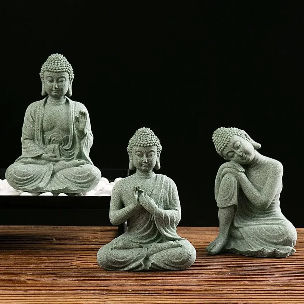 Mini Buddha Statue 4.7 Inch Natural Stone Handmade Buddha Sculptures Creative Ze - Picture 2 of 6